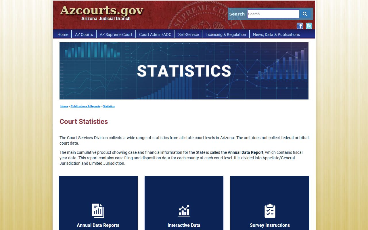 Arizona court statistics source for Yuma County civil docket context